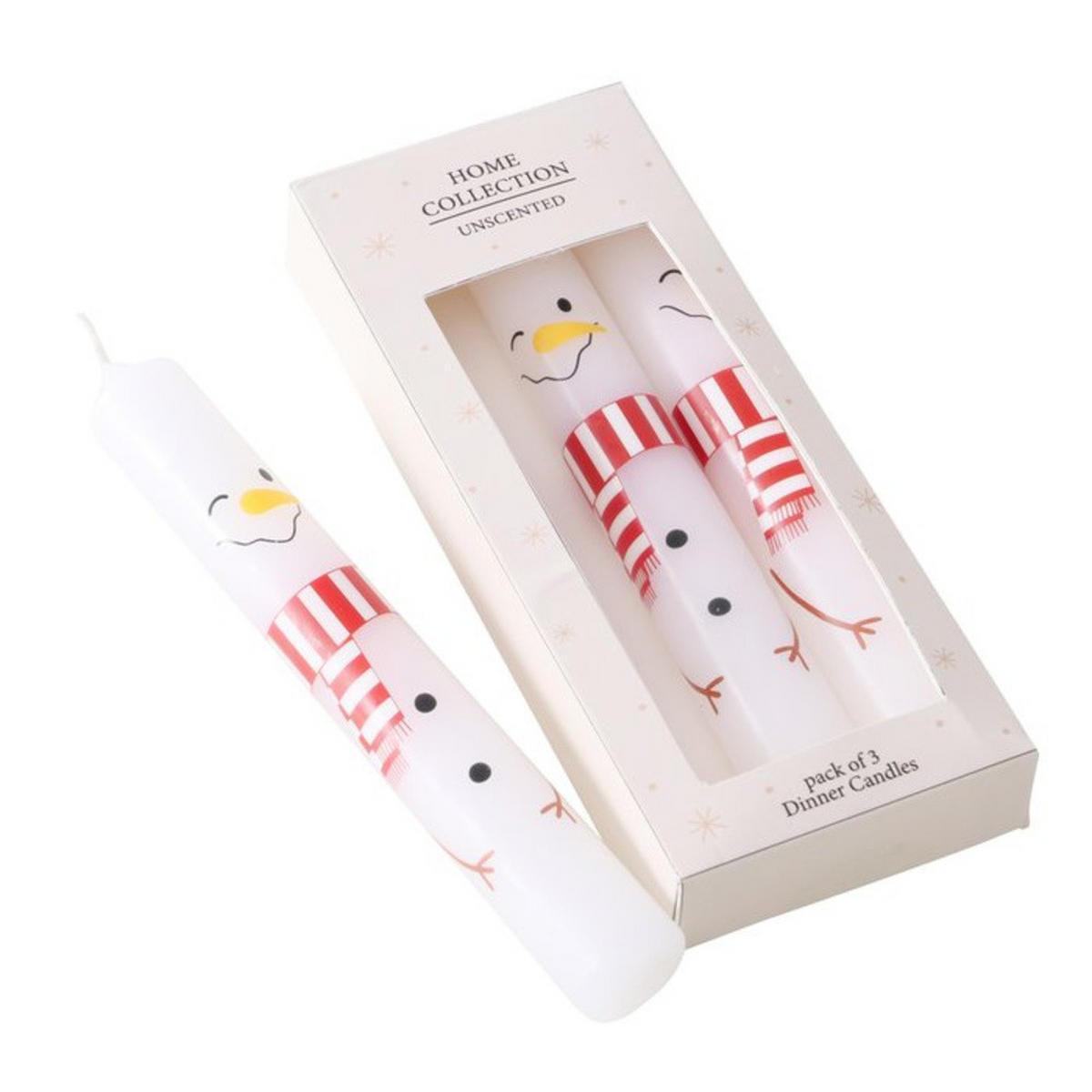 TISCHKERZEN Weihnachtsmotiv 16 cm 3er-Set - Weiß, Paraffin (22.1/16/22.1cm) - Boltze Home