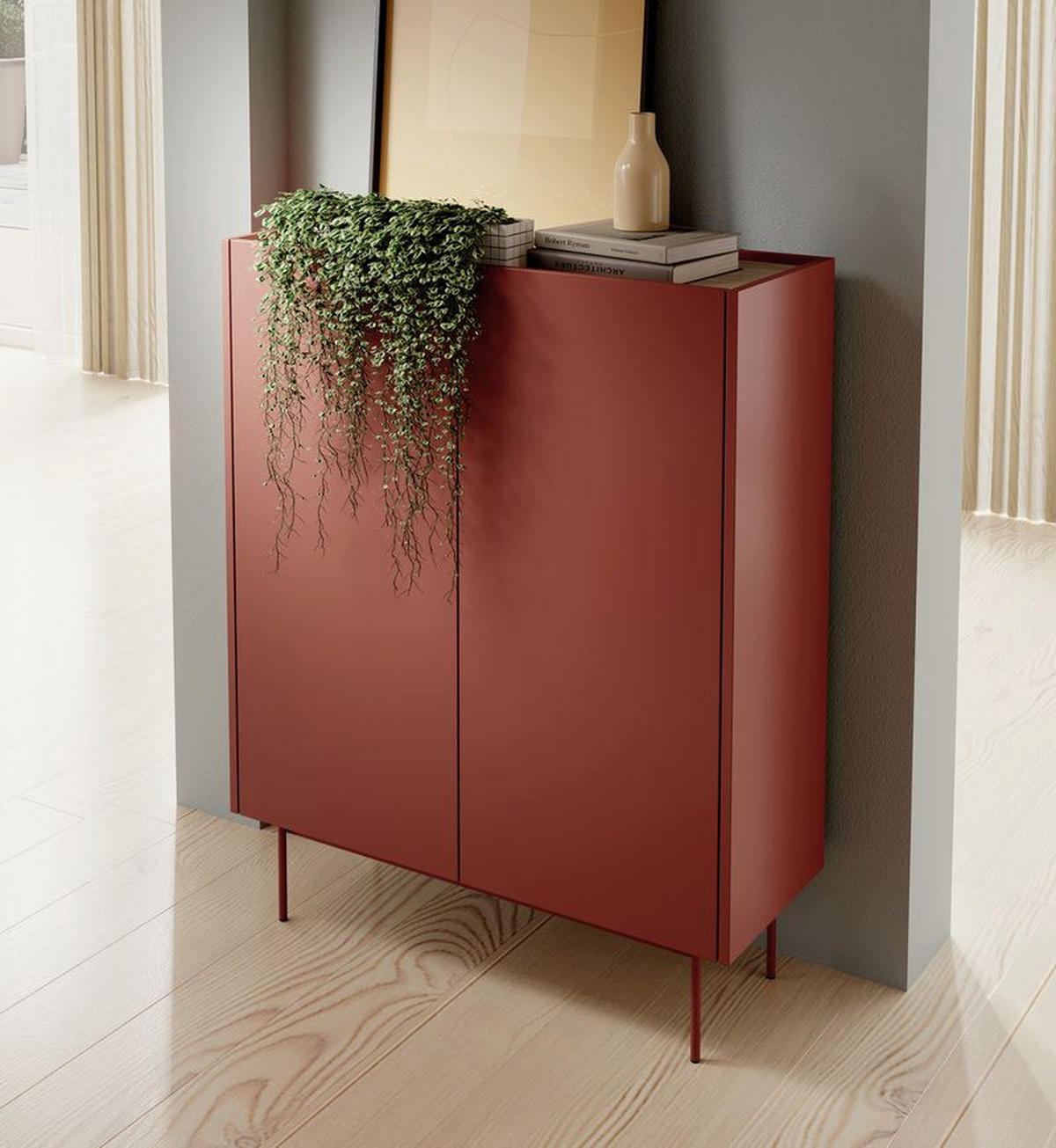 KOMMODE – 97 cm – COLOR – Rot - Rot, Holzwerkstoff (97/122/37cm) - hi-markt