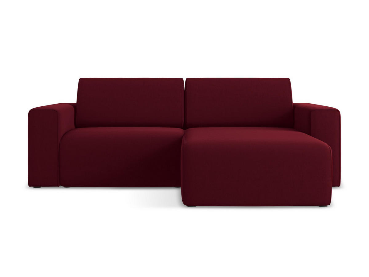 ECKSOFA Rechts Samt Stoff Rot - Bordeaux/Beige, Kunststoff/Textil (224/167cm) - Makamii