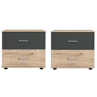 NACHTKONSOLE 2ER SET Angie Hickory Oak / graphit je 52 / 38 / 40cm - Graphitfarben/Braun, Holz/Holzwerkstoff (52/40/38cm) - Wimex