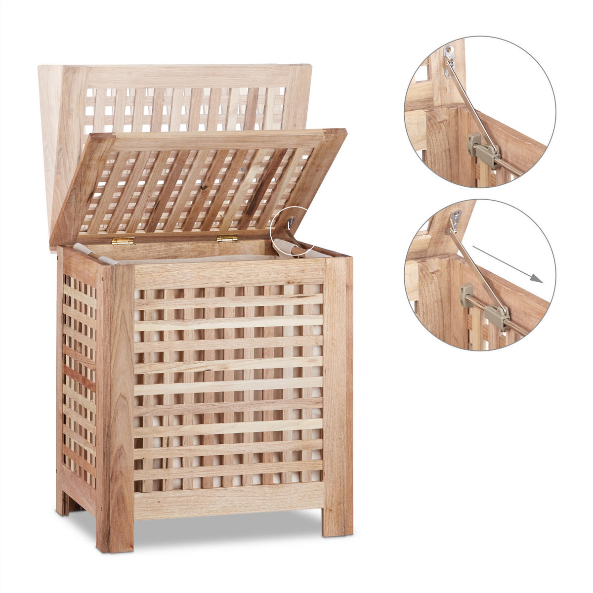 WÄSCHETRUHE - Hellbraun, Holz/Holzwerkstoff (52.5/55.5/39.5cm) - Relaxdays