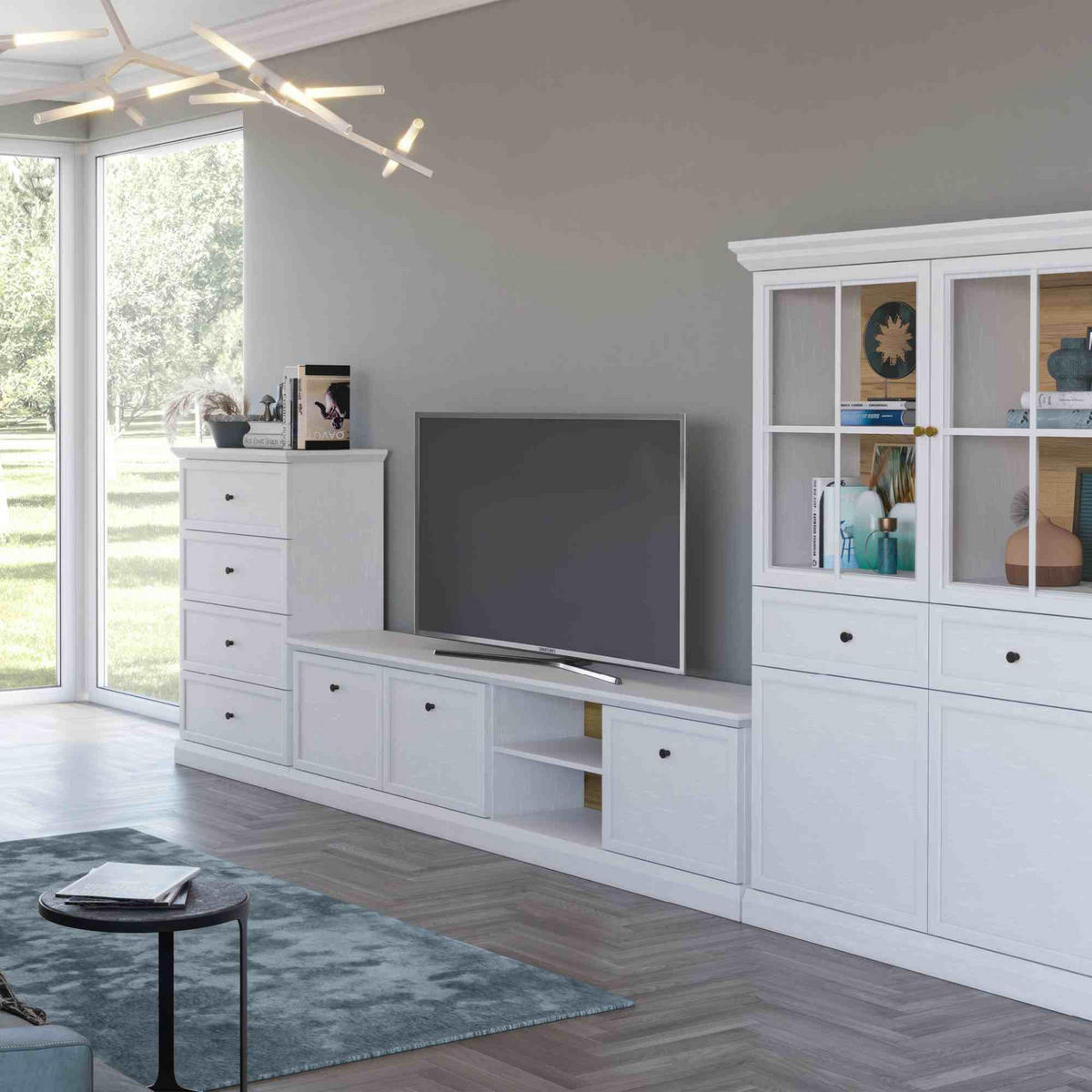 VITRINE KATRIA, Weiß - Weiß, Holzwerkstoff (119/165/42cm) - KONSIMO®