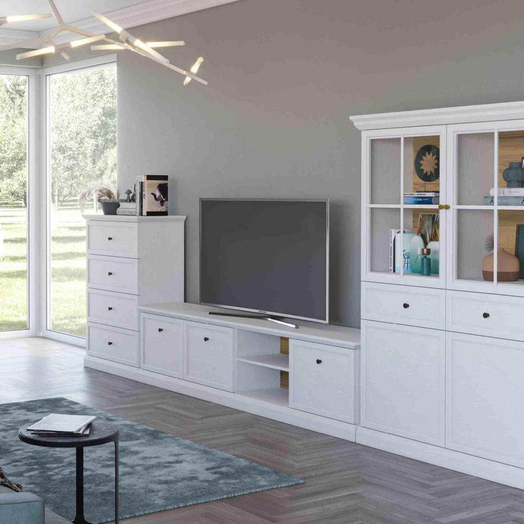 Thumbnail - Konsimo® Vitrine, Weiß, Holzwerkstoff, 119x165x42 cm, Hergestellt in Europa, Wohnzimmer, Wohnwände, Vitrinenschränke