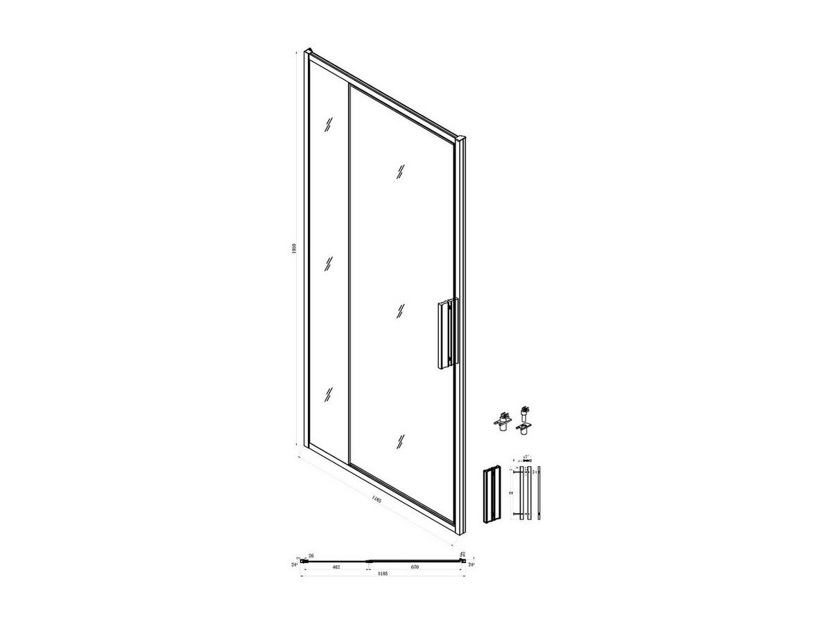 DUSCHTÜR Schwingtür - Schwarz matt - Industrial Style - 120 x 195 cm - TORONI - Schwarz, Metall (120/195cm) - Vente-Unique