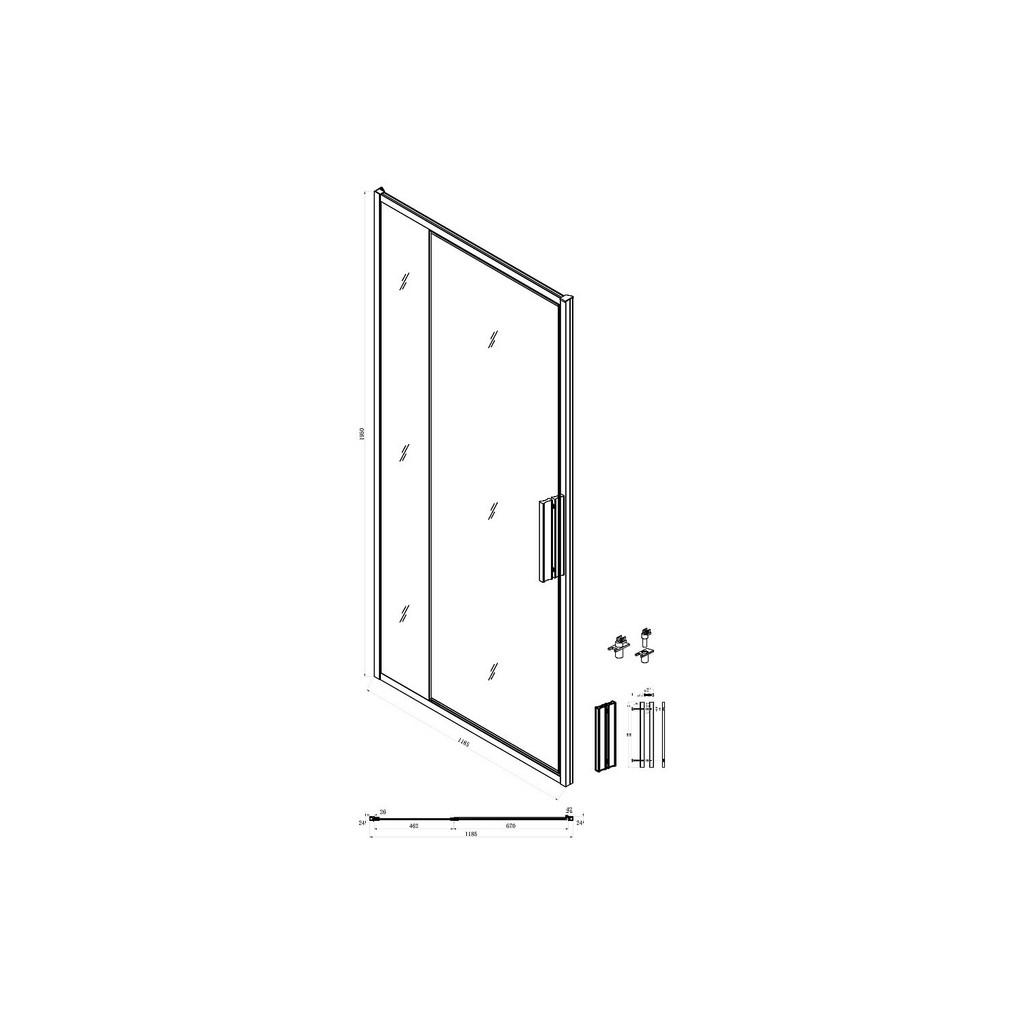 Thumbnail - Vente-Unique Duschtür, Schwarz, Metall, Uni, 120x195 cm, Badezimmer, Baden & Duschen, Duschtüren