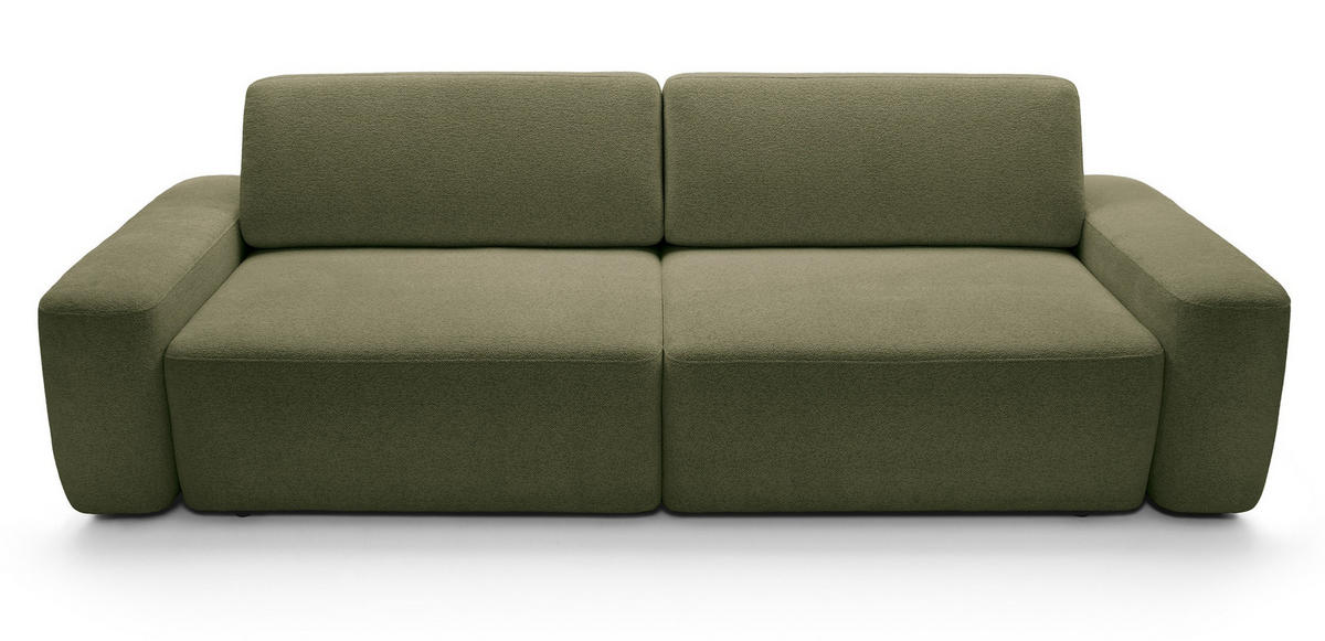 POLSTERSOFA 260 cm Orea, Schlaffunktion, Bettkasten, Grün - Grün, Holz (257/82/105cm) - Emporius