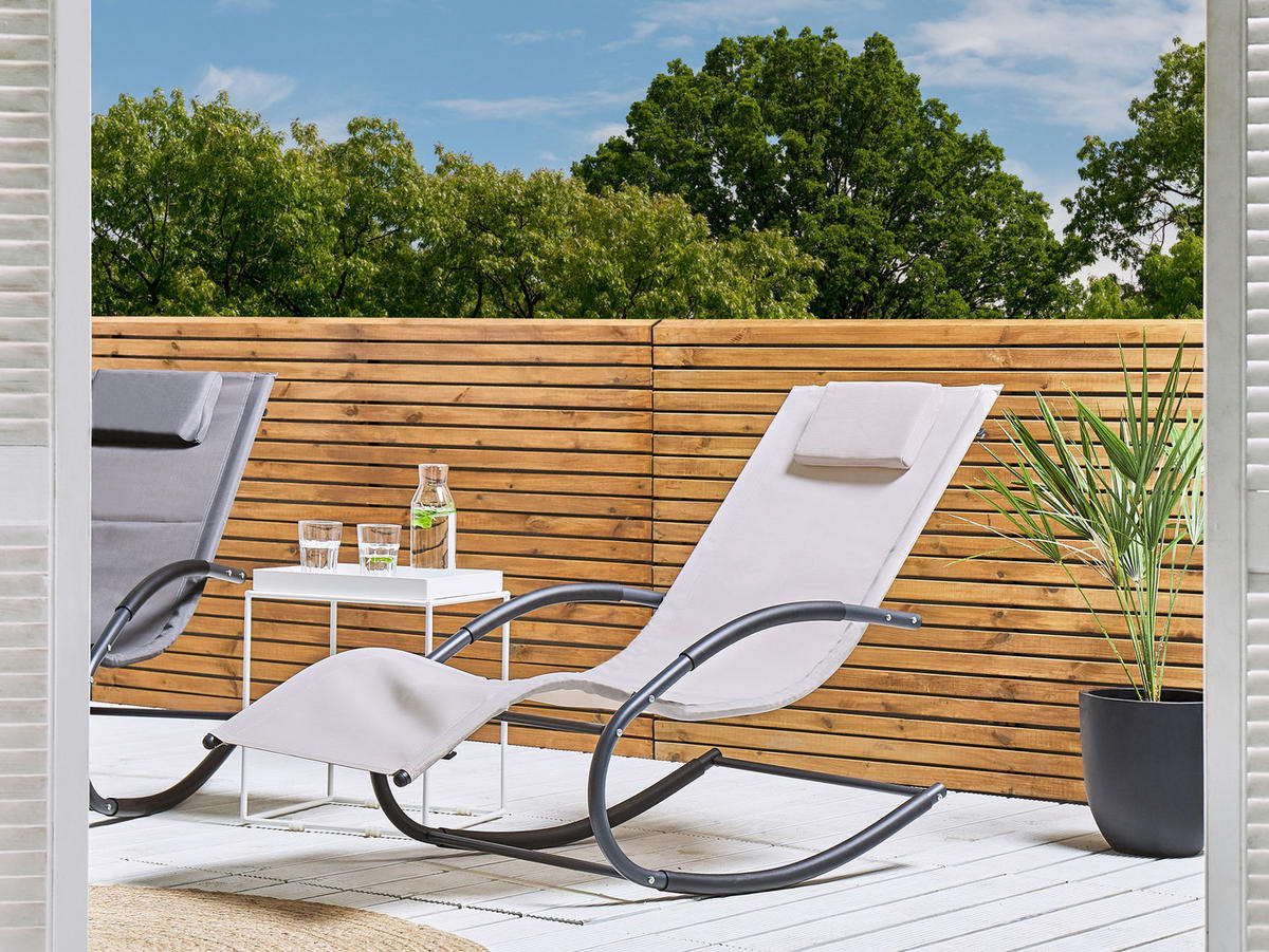 GARTENLIEGE Schaukelfunktion beige Carano II - Beige, Metall (60/90/155cm) - Beliani