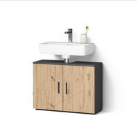 WASCHTISCHUNTERSCHRANK Ronco, Anthrazit/Artisan-Eiche, 80 x 59 cm mit 2 Türen - Anthrazit/Eiche Artisan, Holzwerkstoff (80/59/30cm) - Livinity®