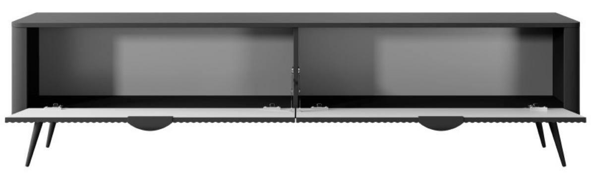 SCHRANK Schwarz Lena Gerillt 200 cm - Schwarz, Holzwerkstoff (200/51/38cm) - Sepro Meble