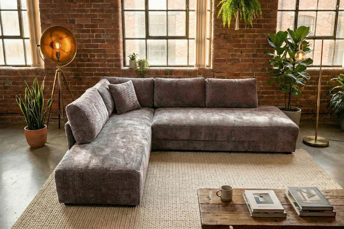SCHLAFSOFA SADIRA Taupe Flachgewebe - Taupe/Schwarz, Kunststoff/Textil (288/209cm) - KAWOLA