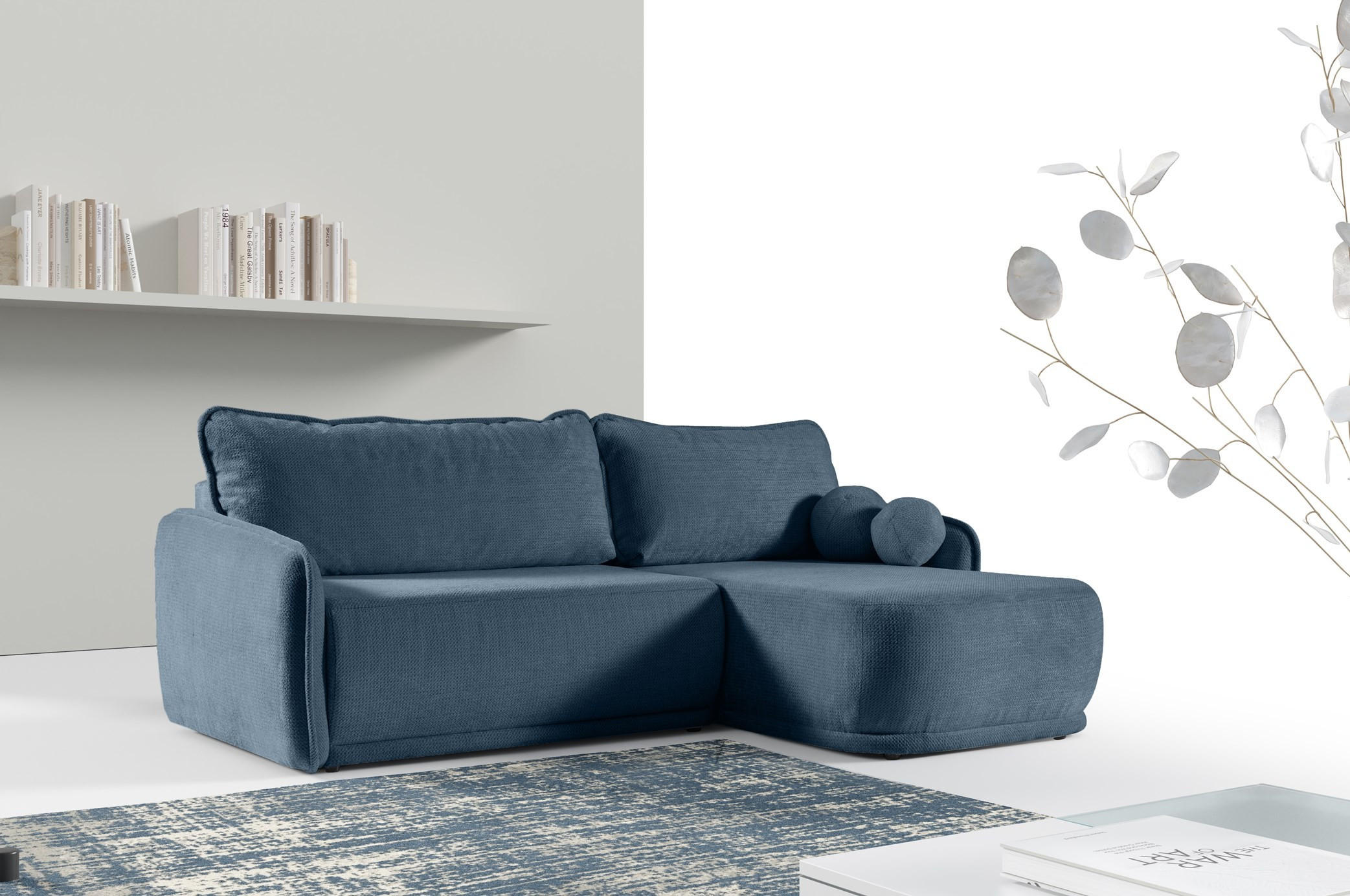 ECKSOFA Cloud Dunkelblau, mit Schlaffunktion - Dunkelblau, Textil (240/167cm) - Bettso