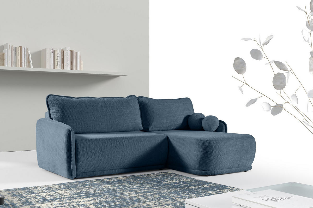 ECKSOFA Cloud Dunkelblau, mit Schlaffunktion - Dunkelblau, Textil (240/167cm) - Bettso