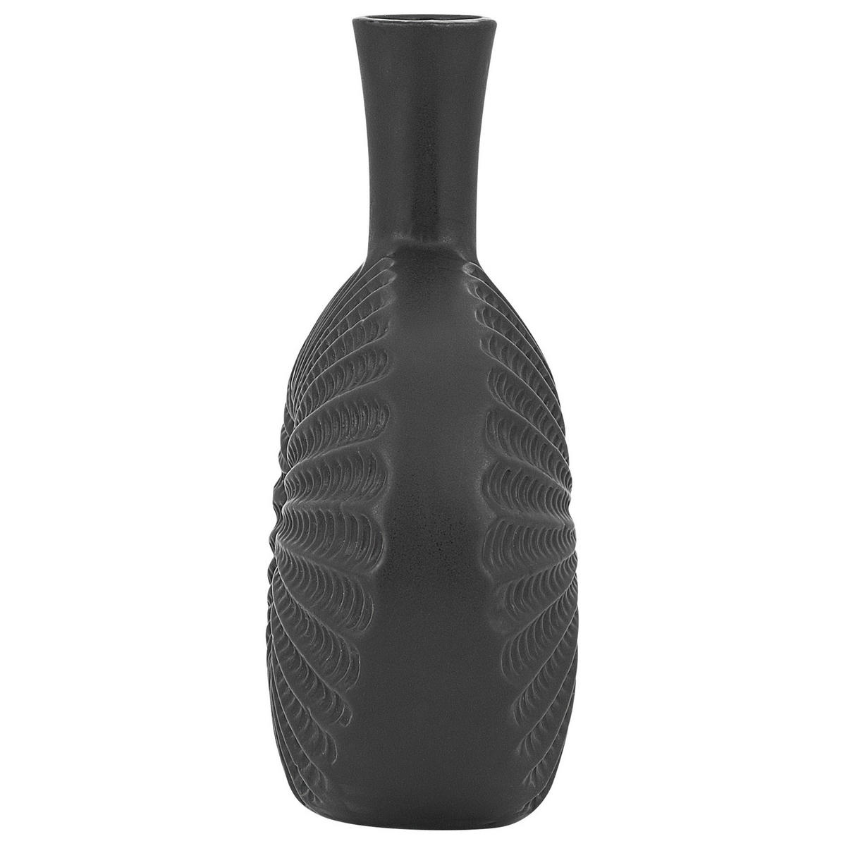 DEKOVASE Steinzeug schwarz Arwad - Schwarz, Stein (24cm) - Beliani