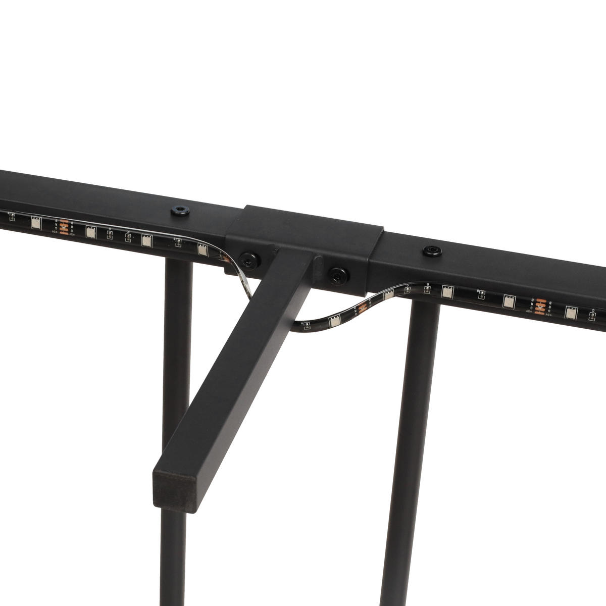 METALLBETT 90/200 cm DE-03488, mit verstellbarer Halterung, LED-Beleuchtung und Aufbewahrungskörben, in Schwarz - Schwarz, Metall (90/200cm) - ComfortXL