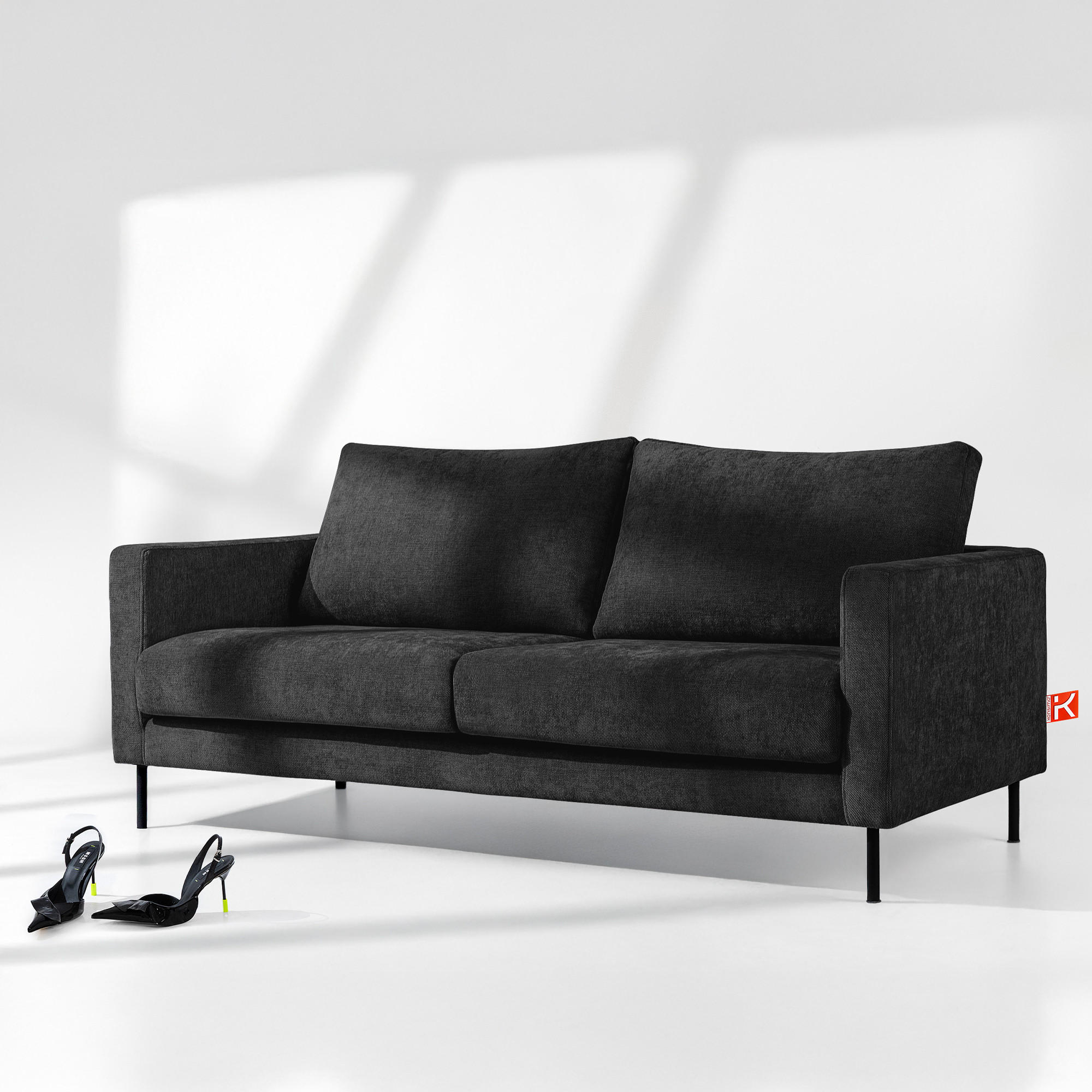 SOFA LUMO, 3-Sitzer, Anthrazit - Anthrazit/Schwarz, Holz/Holzwerkstoff (198/90/95cm) - KONSIMO®