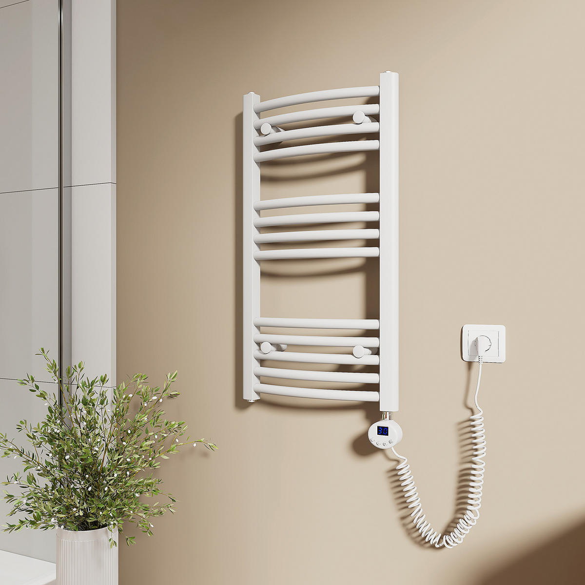 HANDTUCHHEIZKÖRPER elektrisch gebogen Weiß 75/40/5,6 cm - Weiß, Metall (40/140/5.6cm) - EMKE