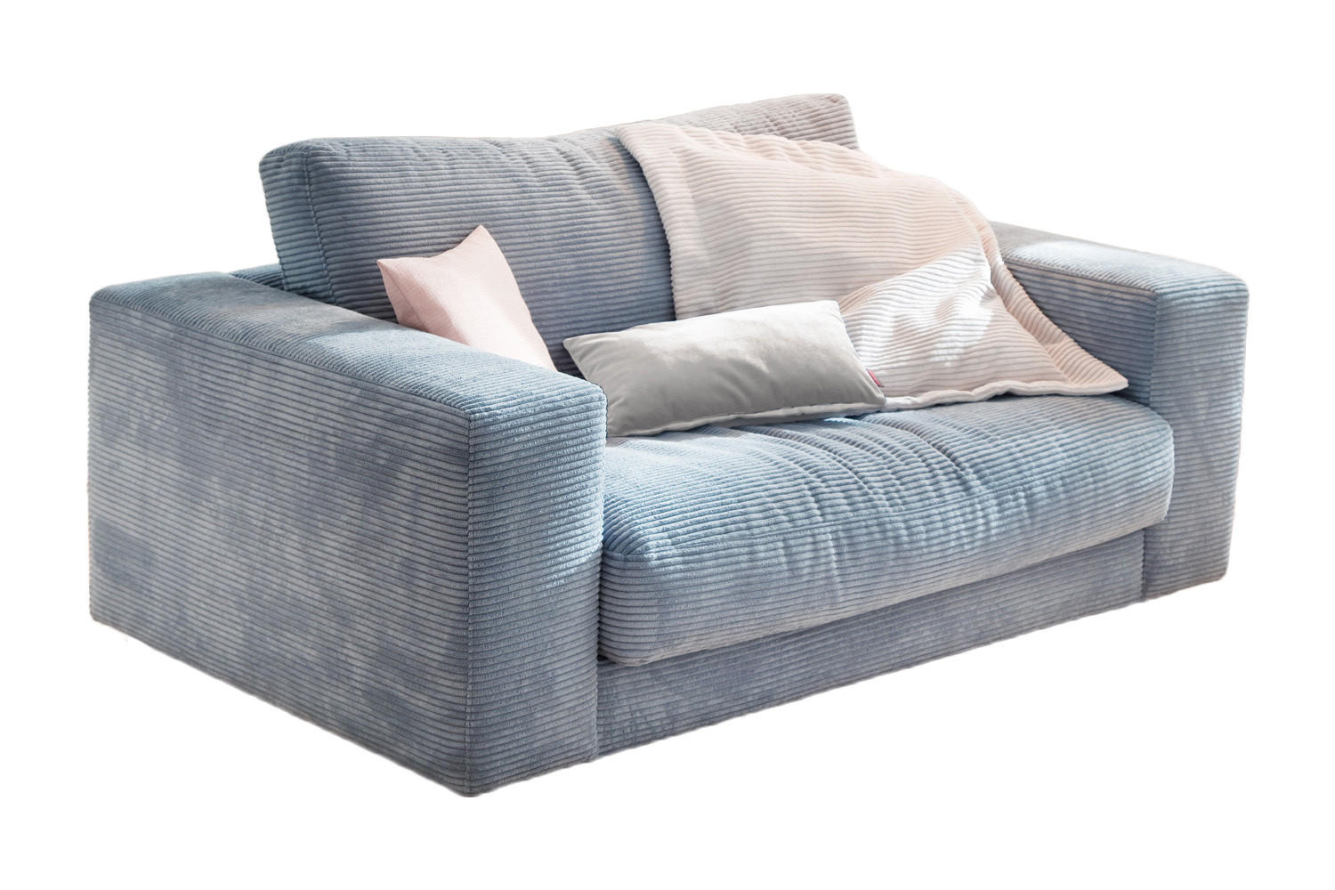 LOVESEAT MADELINE Hellblau Cord - Schwarz/Hellblau, Kunststoff/Textil (170/86/127cm) - KAWOLA