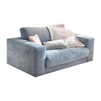 LOVESEAT MADELINE Hellblau Cord - Schwarz/Hellblau, Kunststoff/Textil (170/86/127cm) - KAWOLA