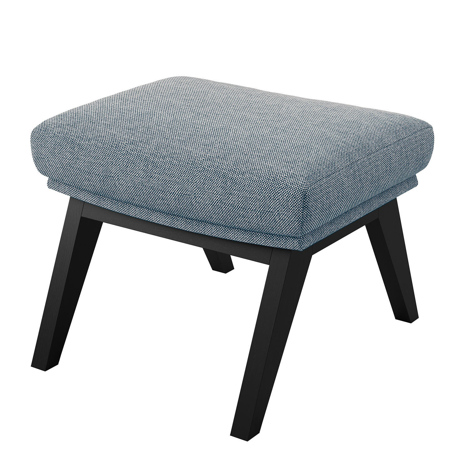 HOCKER mit Holzfüßen - Blau/Schwarz, Birkenholz/Textil (54/41/41cm) - home24
