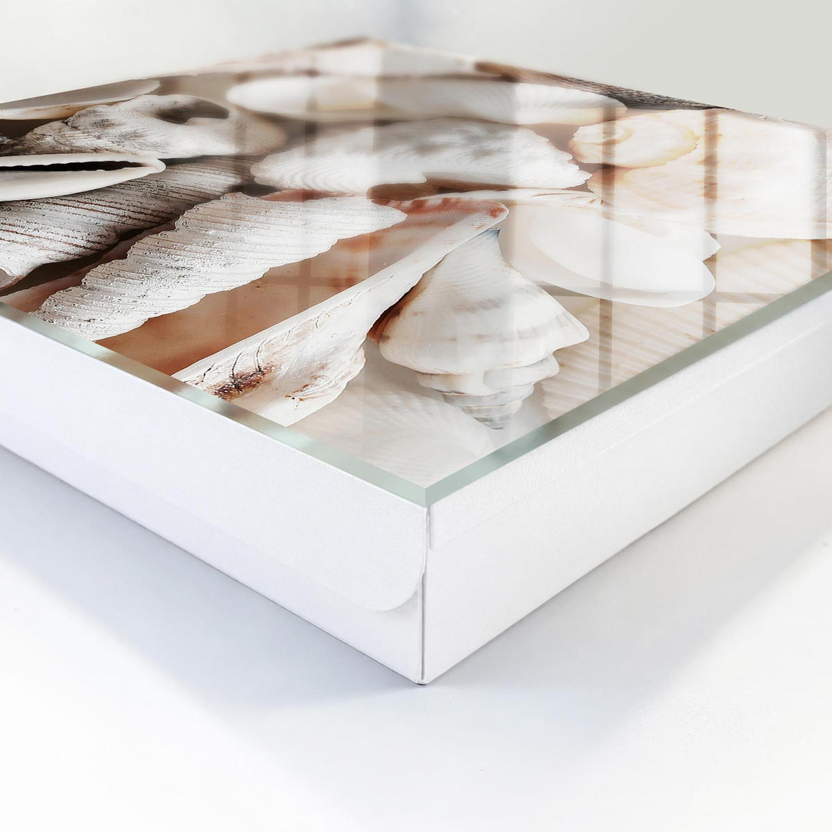 SCHLÜSSELBOX Weiß 30x30 cm – Türöffnung nach rechts - Harmonie am Meer - Weiß, Metall (30/30/5cm) - TULUP