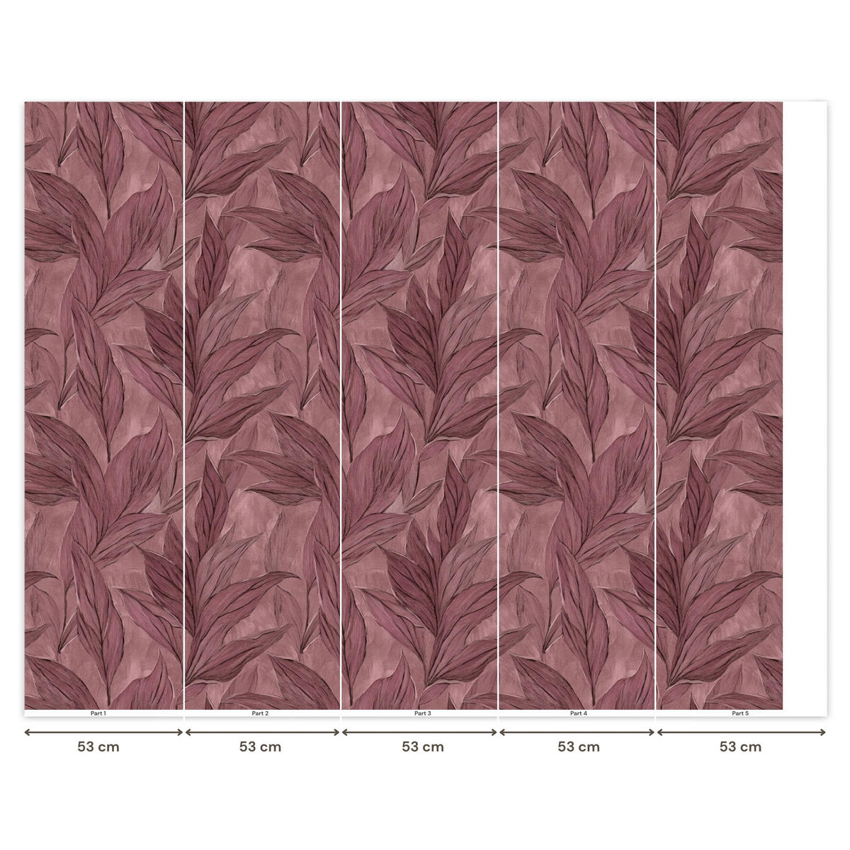 TAPETE - Blätter - Muster - Lila - 260x220 cm - Altrosa, Papier (260/220cm) - OnlyWow