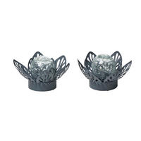 DEKORATIVE Wasserlilie - batteriebetrieben mit Timer aus Metall in Grau für Garten und Teich, 2er-Set - Grau, Metall (16.5/16.5/8cm) - Northpoint