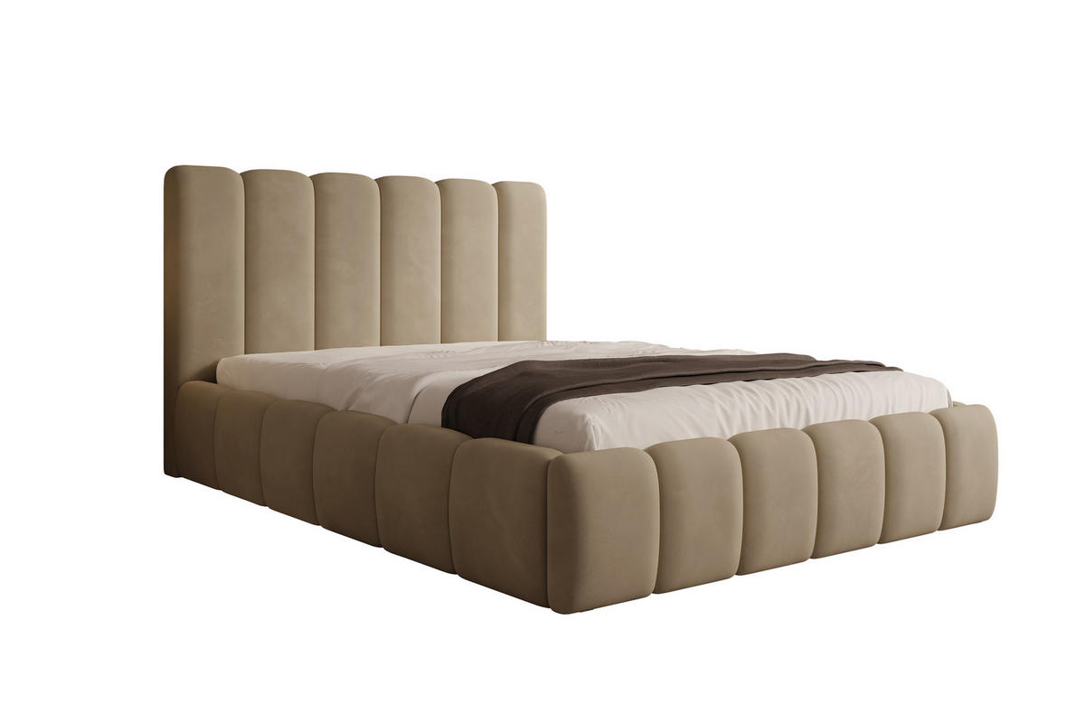 POLSTERBETT Vilo 160x200 mit Bettkasten und Stabilem Metallgestell - Braun, Textil (160/200cm) - Storez24