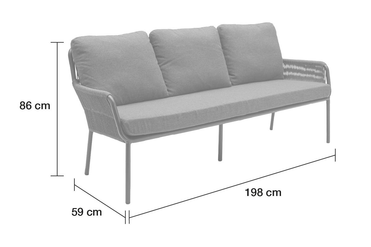LOUNGESOFA Concord 198x86x59 cm, Metall, Taupe - Taupe, Metall (198/86/59cm) - dasmöbelwerk