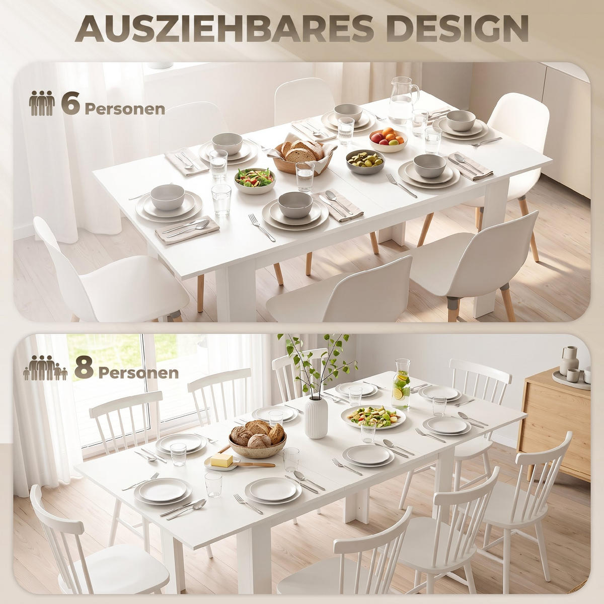 ESSTISCH Weiß 180.0/80.0/75.0 - Weiß, Holzwerkstoff (180/80/75cm)