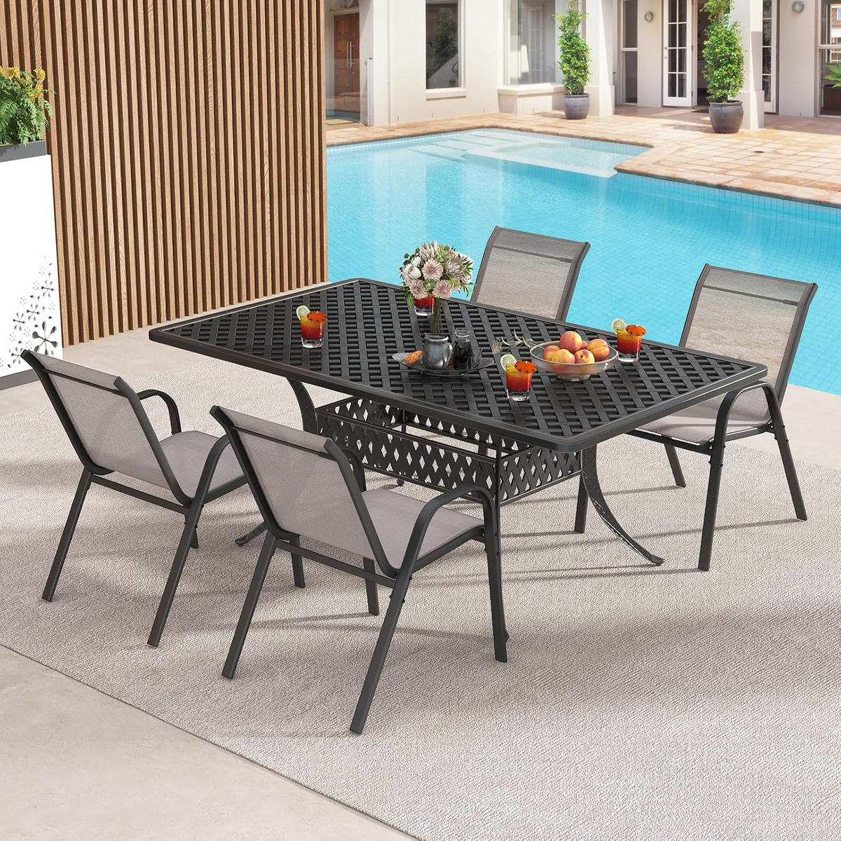 GARTENSTÜHLE Grau(4-teilig) - Grau, Metall (70/84/56cm) - COSTWAY