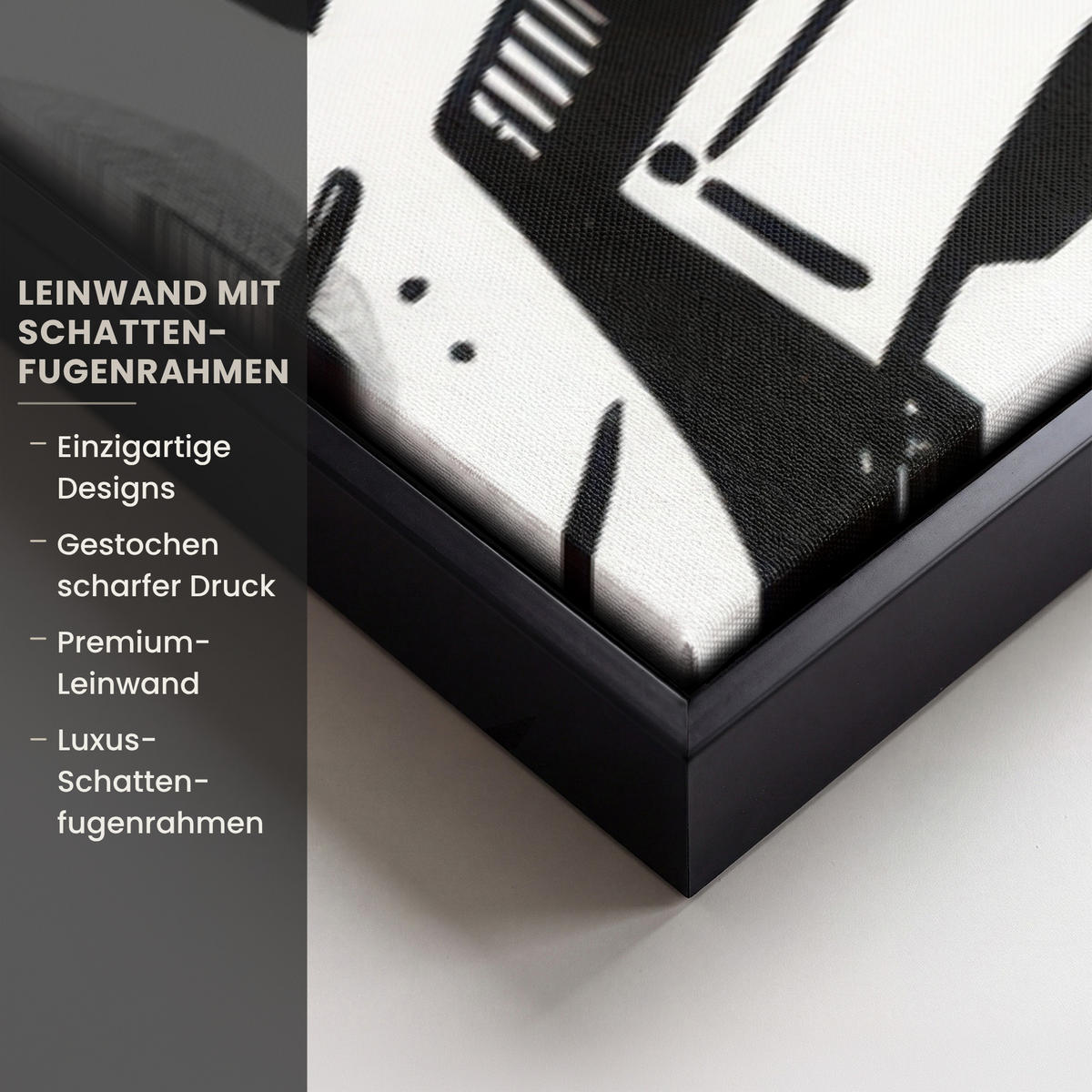 LEINWAND Bilder mit Rahmen - Formen - Buchstaben - Graffiti - Schwarz - 140x90 - Schwarz, Textil (140/90cm) - MuchoWow