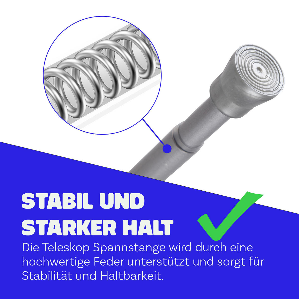 VERSTELLBARE Vorhangstange - Spannstange zum Klemmen Silber Ø16/19 mm 80-125 cm - Silberfarben, Metall (80cm) - Bestlivings