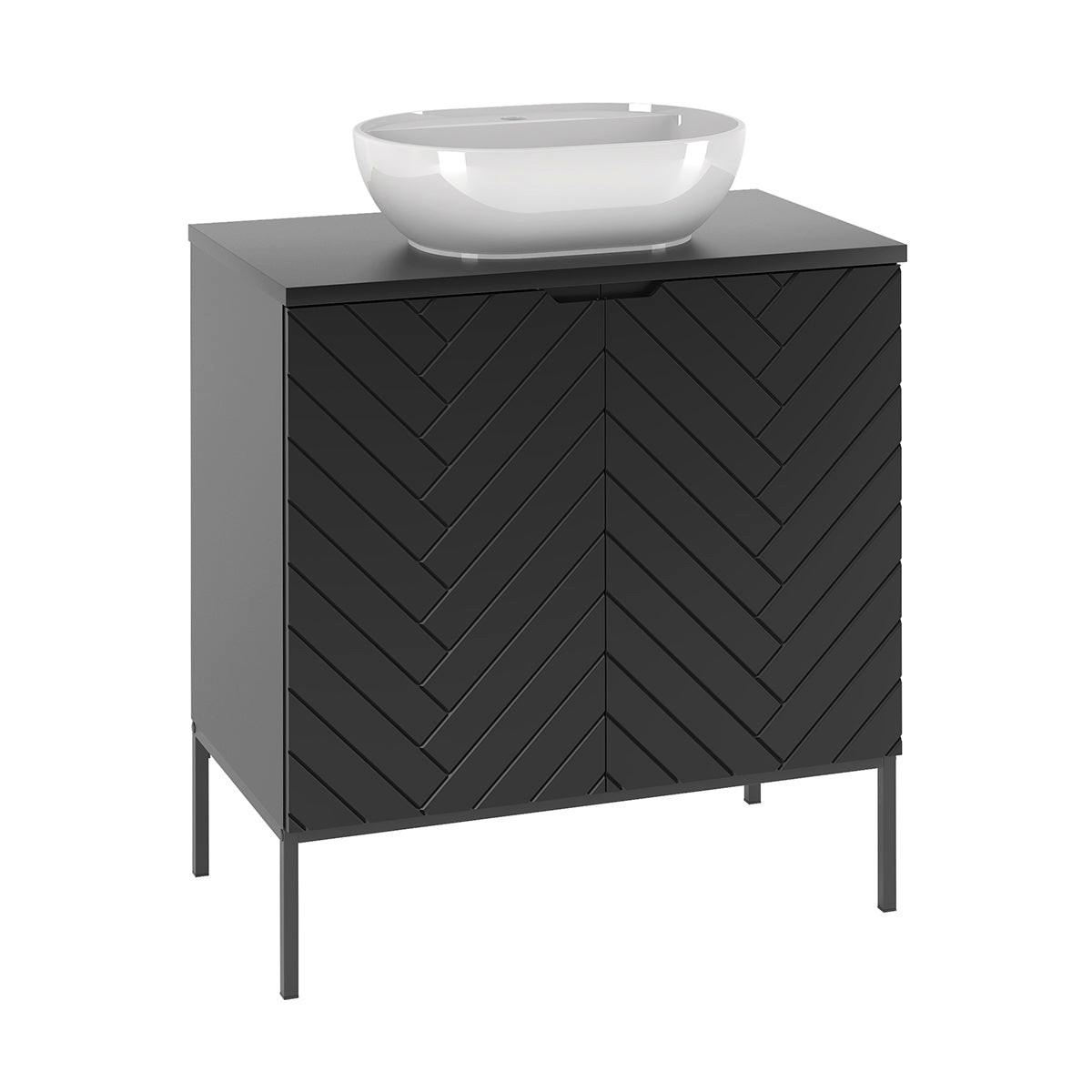 BADMÖBEL 80.6cm Daria 2er-Set Schwarz - Schwarz, Holzwerkstoff (80.6/84.2/46.5cm) - Petits-meubles