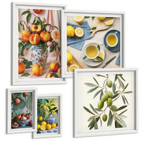 BILDER SET 5er Set - 50x50 cm & 20x30 cm & 40x60 cm Weißer Rahmen - Fruchtzusammensetzungen - Weiß, Kunststoff (40/60cm) - TULUP