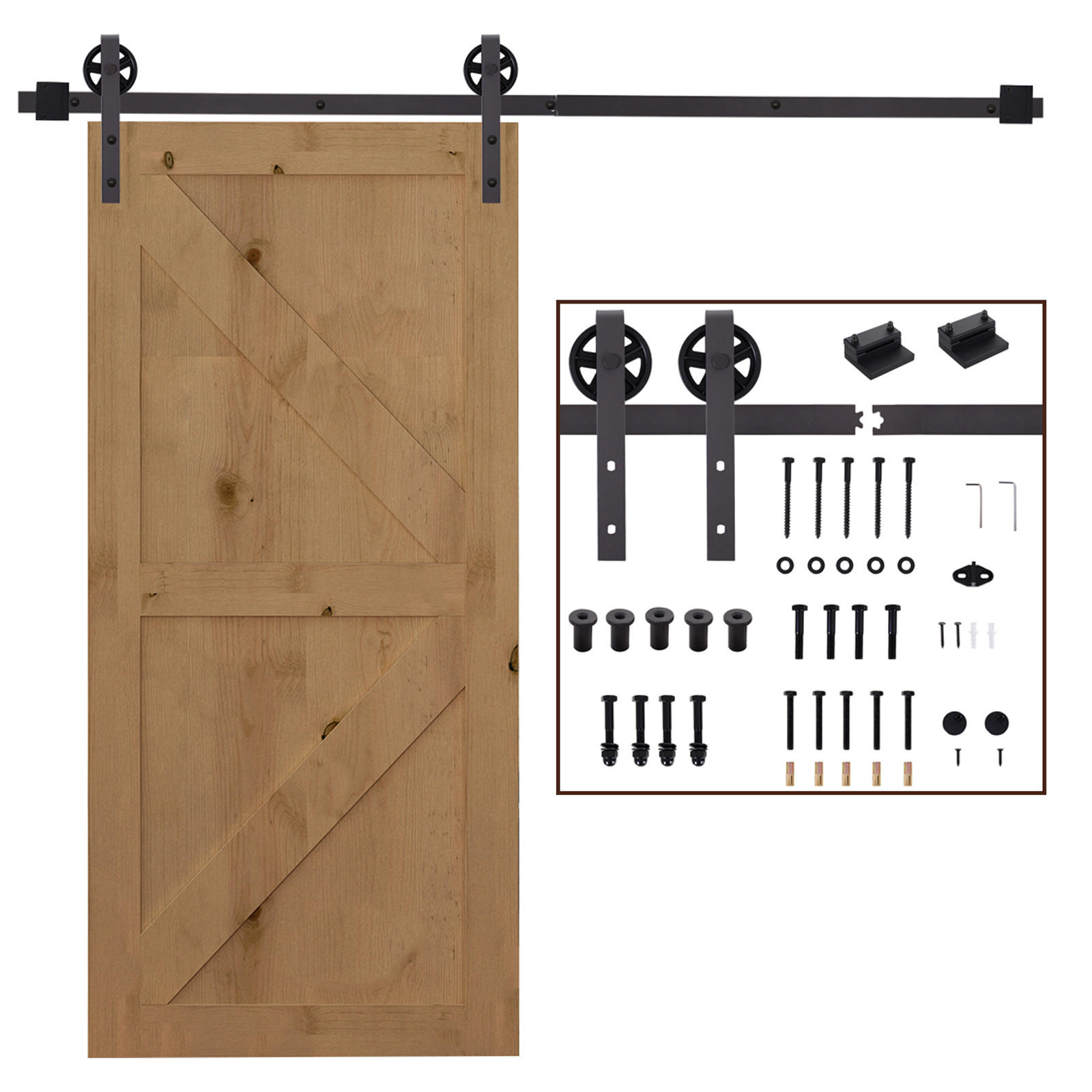 SCHIEBETÜRSYSTEM - Braun, Metall (4/0.6/183cm) - HOMCOM