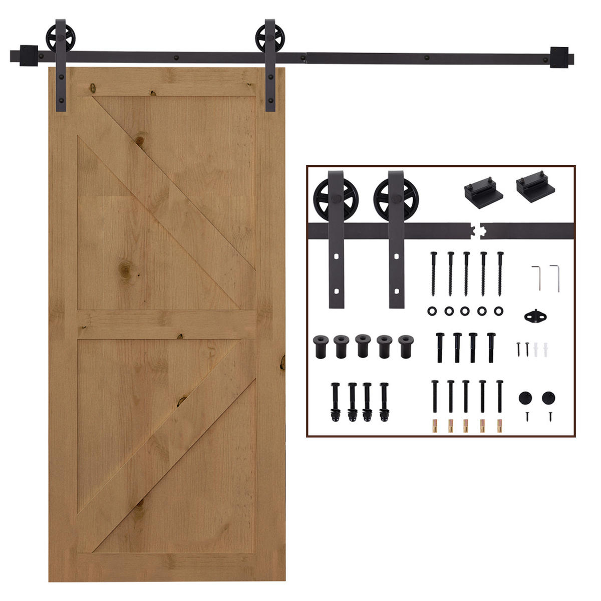 SCHIEBETÜRSYSTEM - Braun, Metall (4/0.6/183cm) - HOMCOM