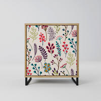 SIDEBOARD AUTUMN SUNDRIES, Eichefarben, 57,5x42x67,5 cm, Schwarze Metall-Rahmenfüße - Eichefarben/Multicolor, Holzwerkstoff/Metall (57.5/67.5/42cm) - SpaceRebels