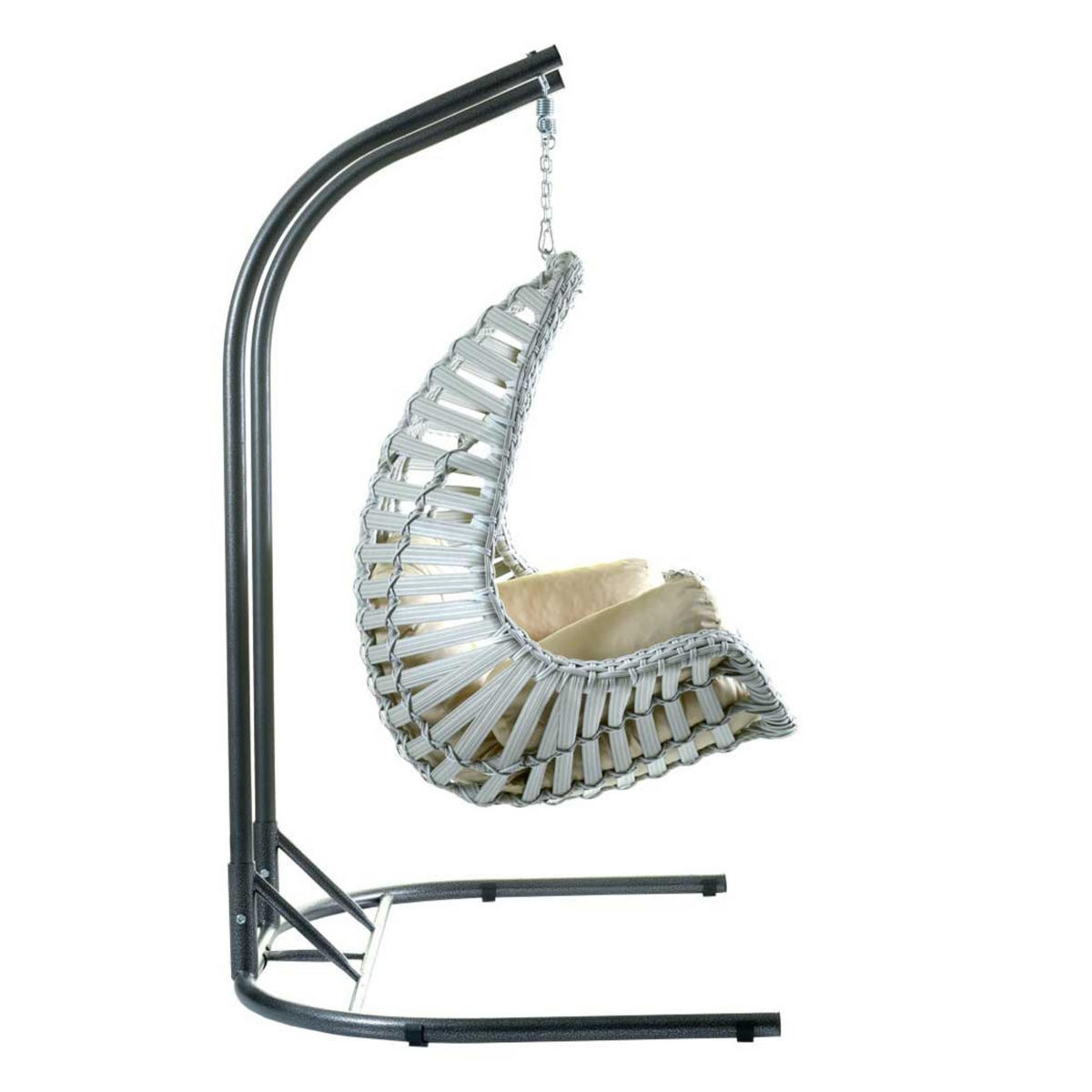 HÄNGESESSEL mit Gestell Rattan Cunda - Weiß, Metall (90/214/173cm) - Gowoll