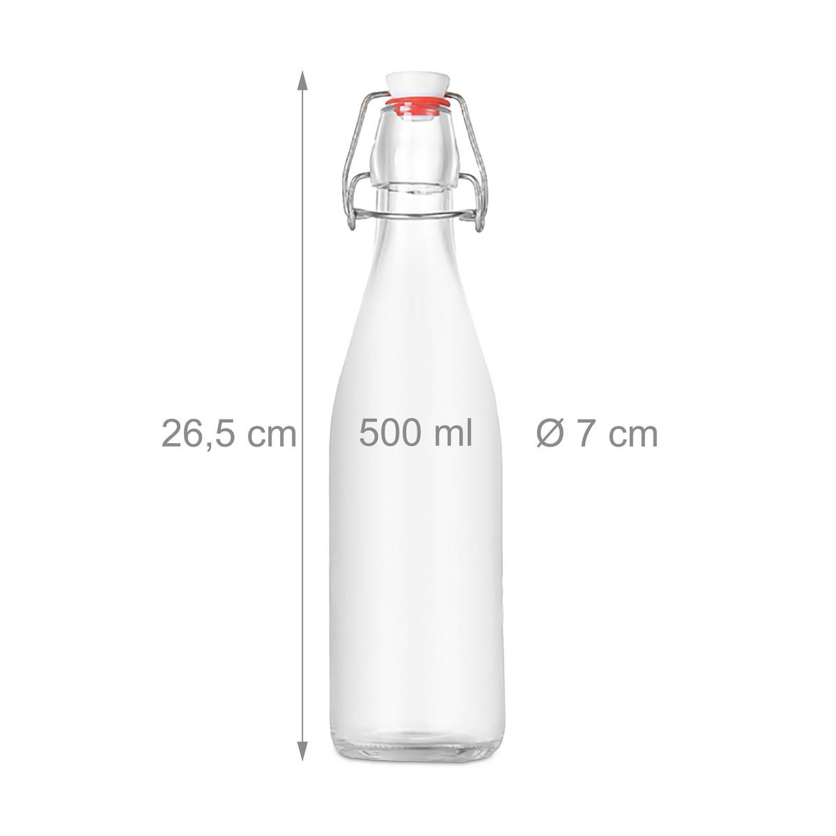 6XFLASCHE - Transparent, Glas/Kunststoff (7/26.5/7cm) - Relaxdays