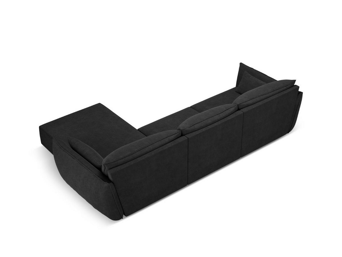 ECKSOFA rechts Kaelle aus Chenille-Stoff schwarz 4 Sitzplätze - Schwarz, Textil (171/308cm) - Micadoni