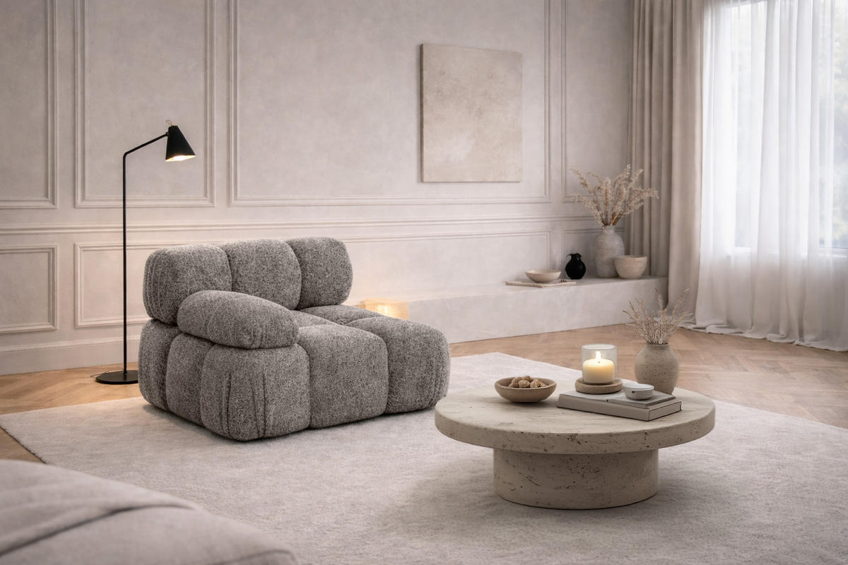 MODUL Seitlich, Für Modulares System, Stoff Abriamo, Braun, Links, Selia - Braun, Holz (95/70/95cm) - Kaiser Möbel