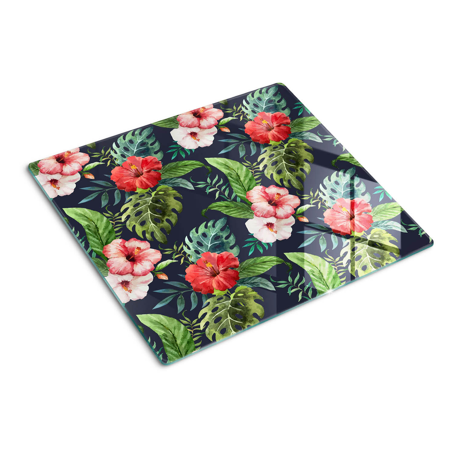 GLASPLATTE 60x52 cm Tropische Blumen - Multicolor, Glas (60/0.4/52cm) - TULUP
