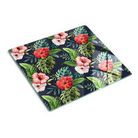 GLASPLATTE 60x52 cm Tropische Blumen - Multicolor, Glas (60/0.4/52cm) - TULUP