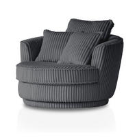 BIG-SESSEL Relaxsessel Mega Cord grau Ø 120 cm 360° drehbar, inklusive 3x Kissen - Grau, Holz/Textil (120/86/120cm) - Furn.Design