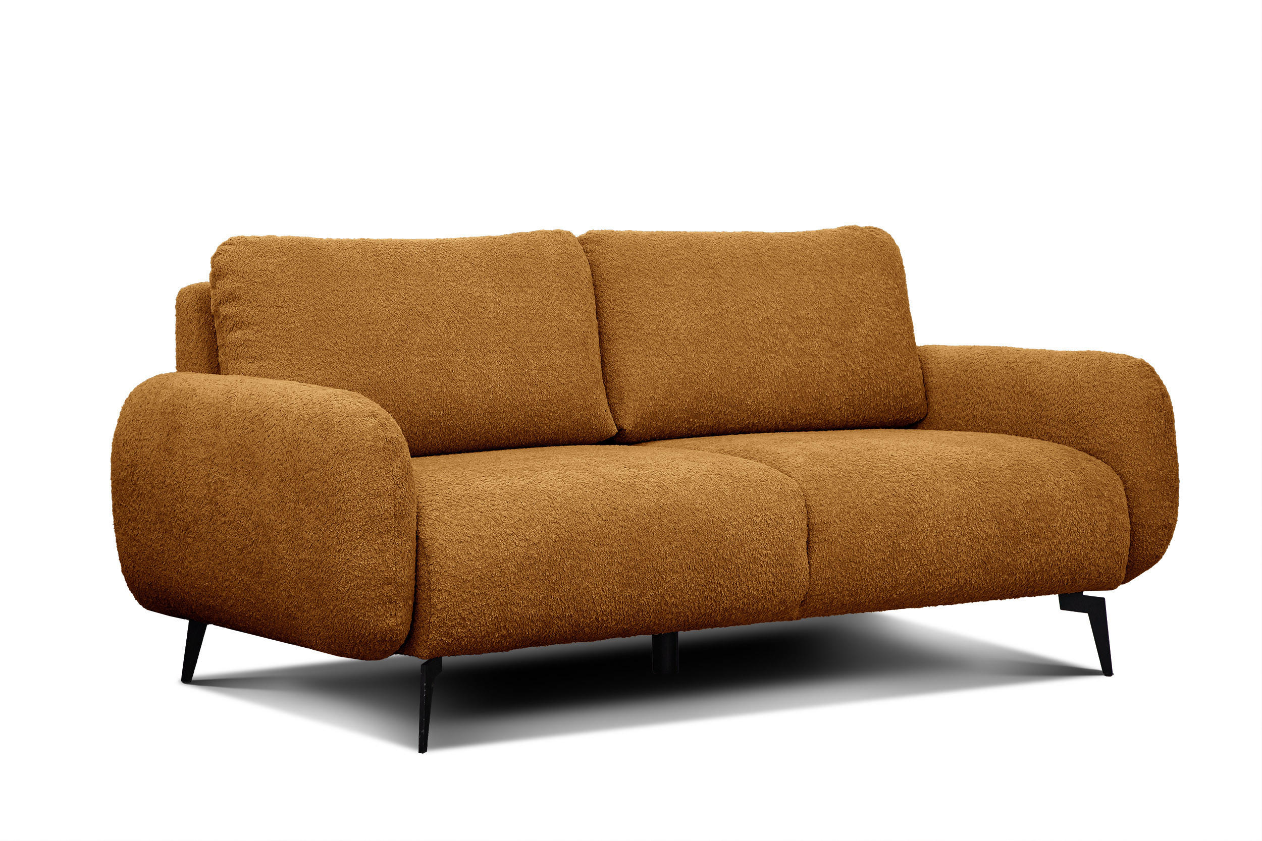 SOFA FEBE 3-Sitzer, senfgelb - Dunkelgelb/Schwarz, Holz/Textil (190/82/96cm) - Courtois Laville