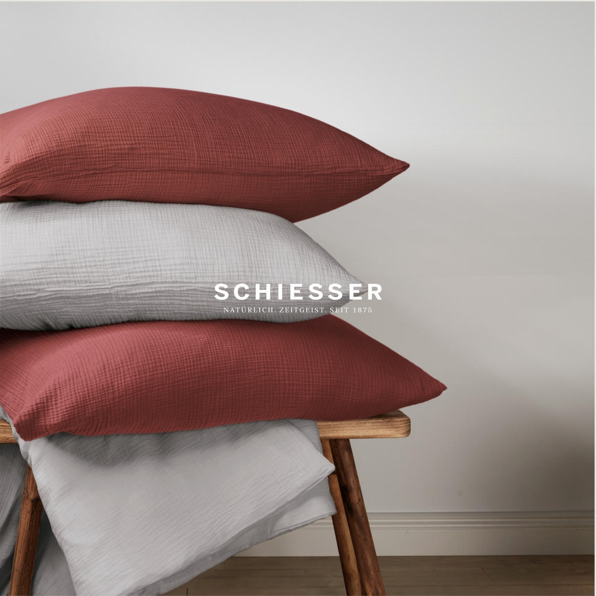 BETTWÄSCHESET Molly - Musselin - 2-teilig - 135 x 200 cm - Hellgrau - Hellgrau, Textil (135/200cm) - SCHIESSER