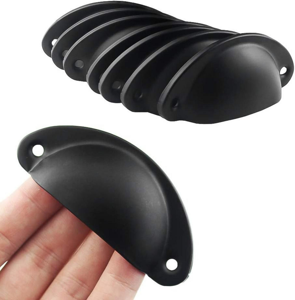 MÖBELGRIFF Schwarz 12er-Set - Schwarz, Metall (3.5/3/8.1cm)