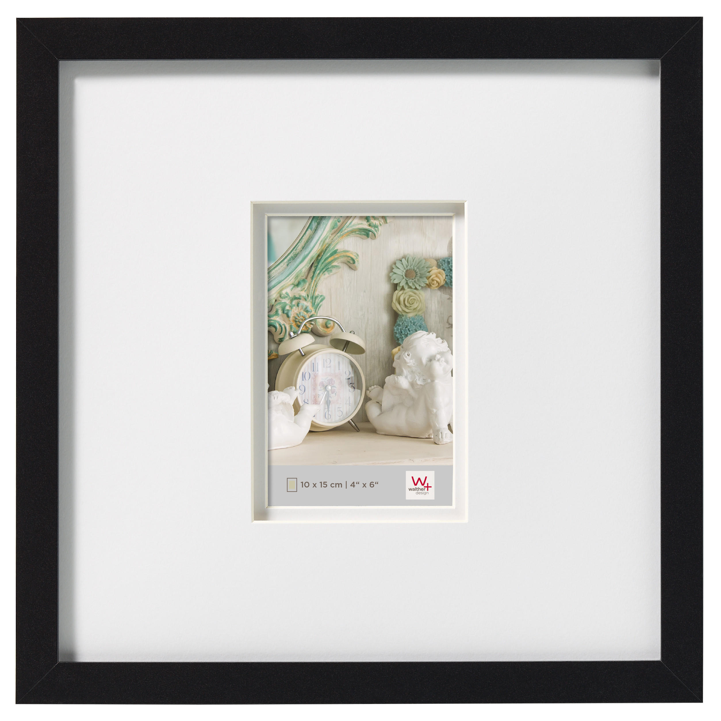 BILDERRAHMEN Stockholm 3D Holzrahmen 30x30 cm, SCHWARZ mit Doppelpassepartout - Schwarz, Holzwerkstoff (33/33/3cm) - walther design