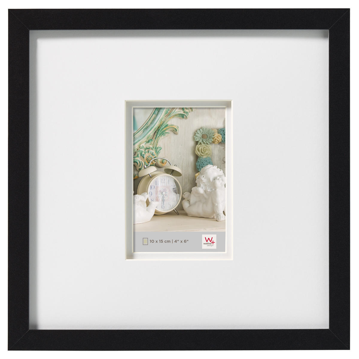 BILDERRAHMEN Stockholm 3D Holzrahmen 30x30 cm, SCHWARZ mit Doppelpassepartout - Schwarz, Holzwerkstoff (33/33/3cm) - walther design