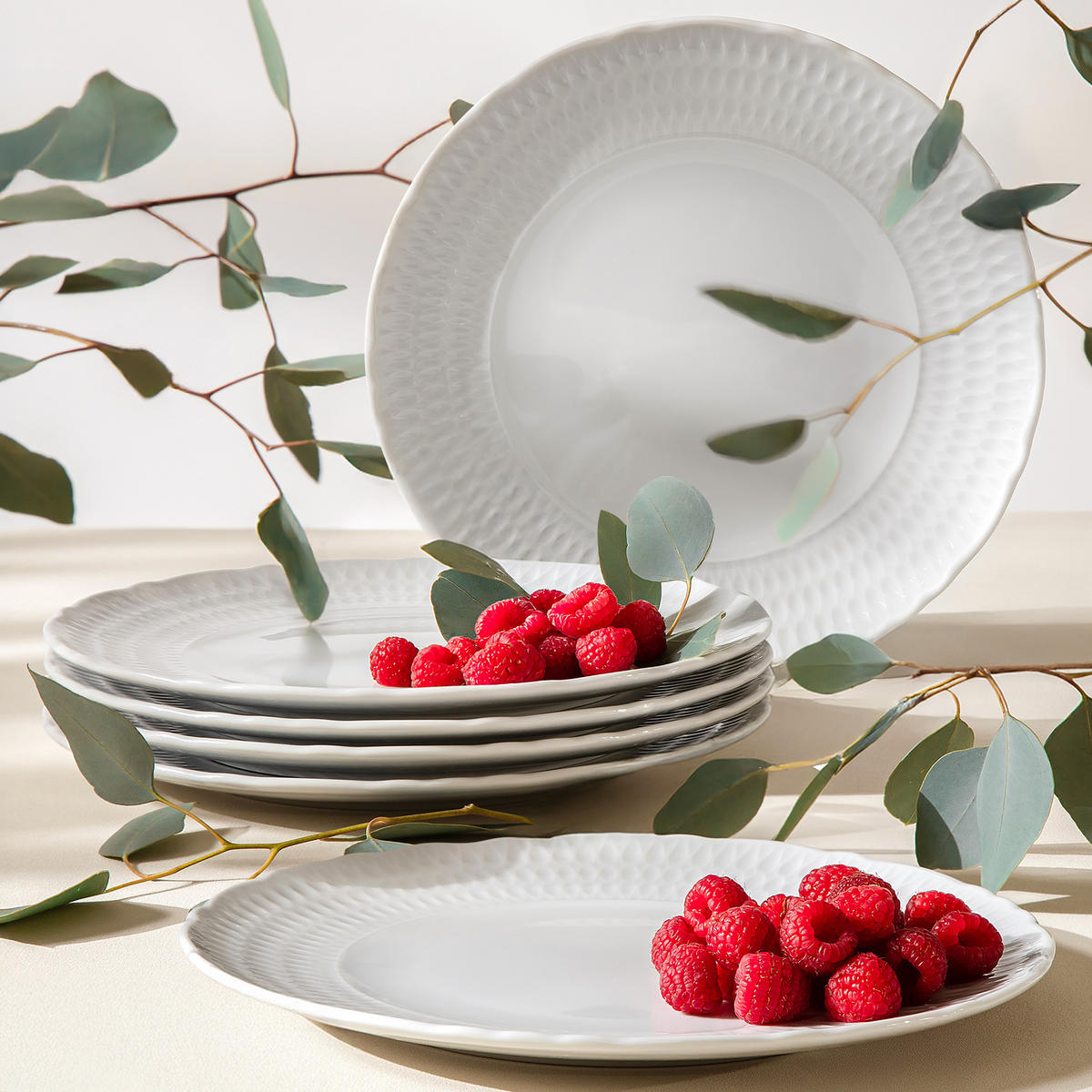 TELLER-SET SPEISETELLER CMIELOW SOFIA 6-tlg aus Porzellan - Weiß, Keramik (26cm) - KONSIMO®